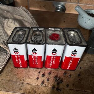 Vintage Tone’s Spice Tins Set of 4 | Mid Century | Cinnamon Dill Sesame Turmeric